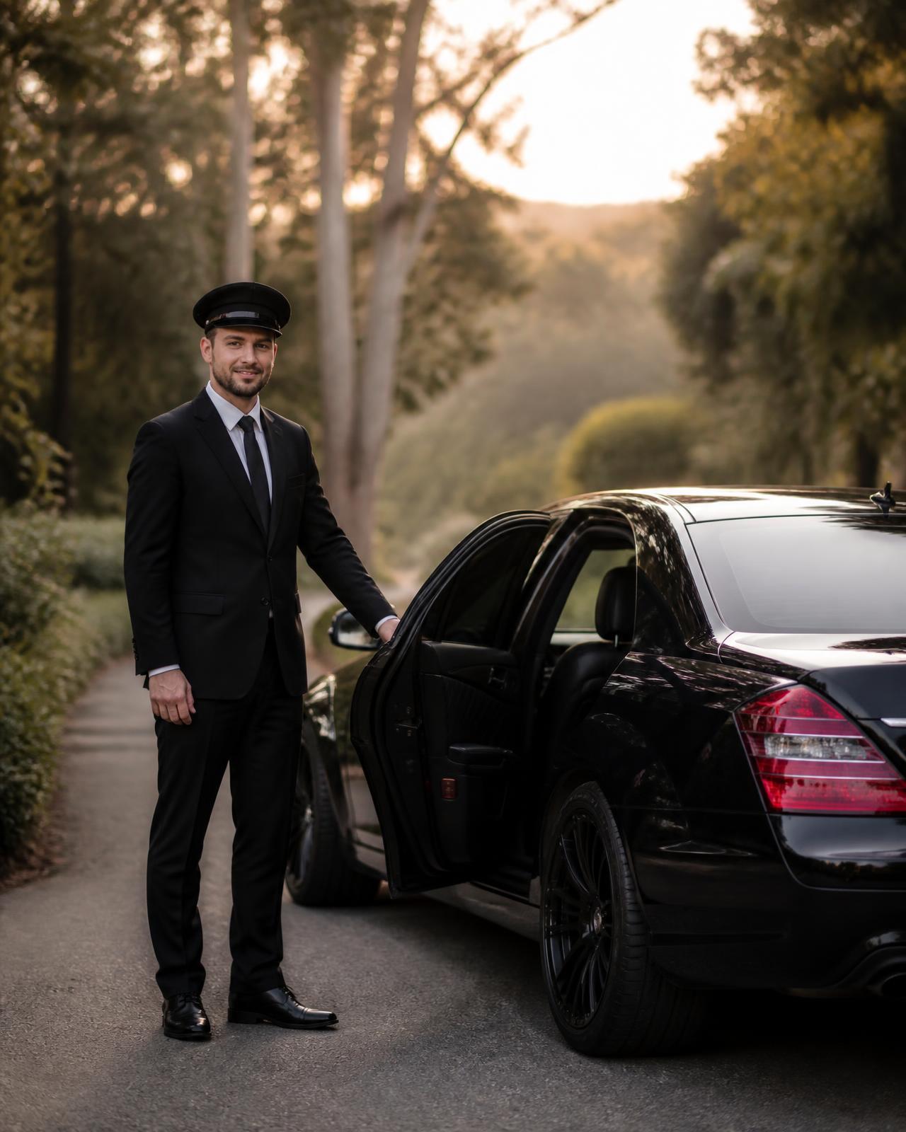 Luxury wedding chauffeur car on a hinterland road near Maleny, Sunshine Coast